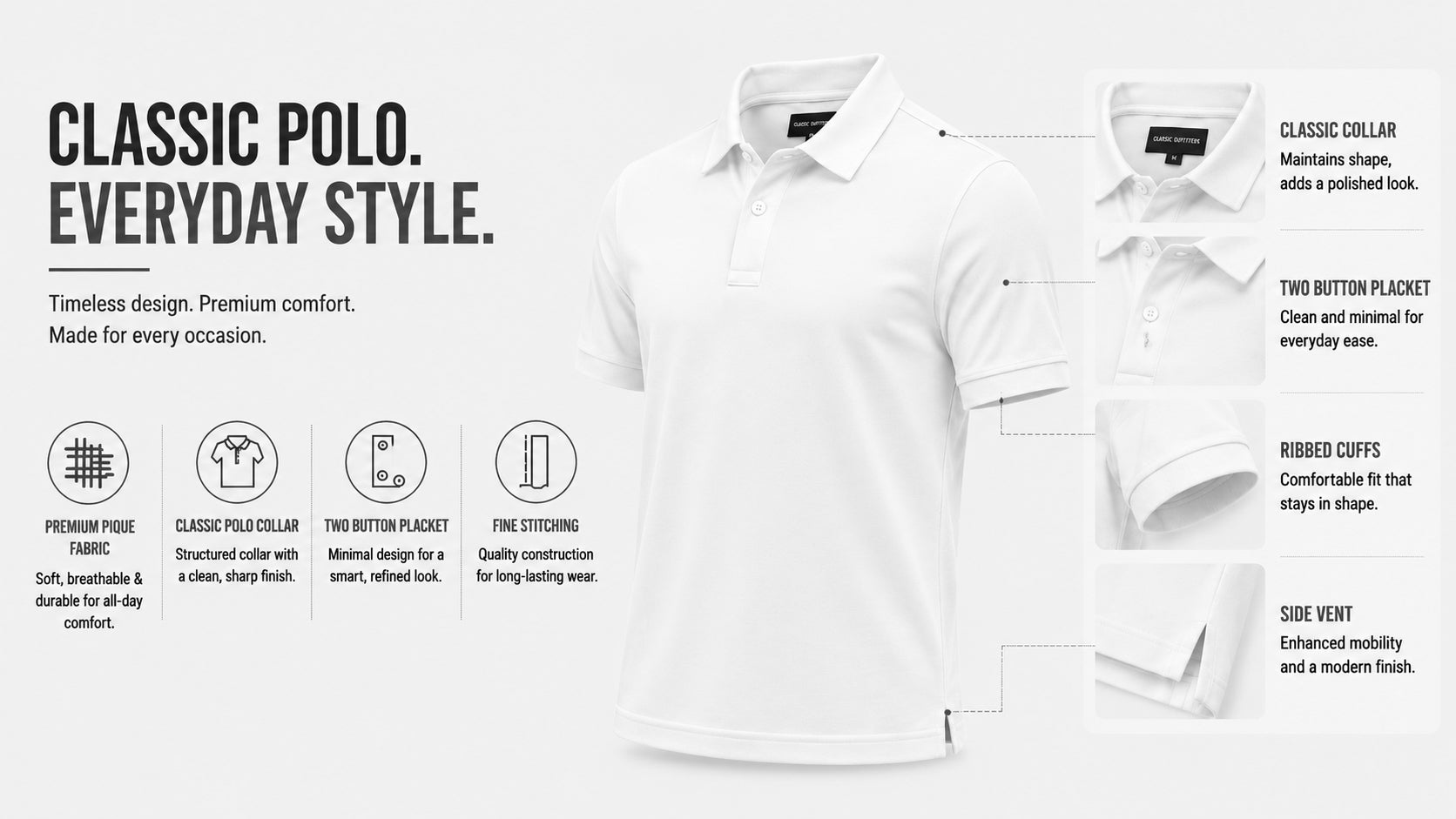 The Crisp White Country Club Polo T-Shirt