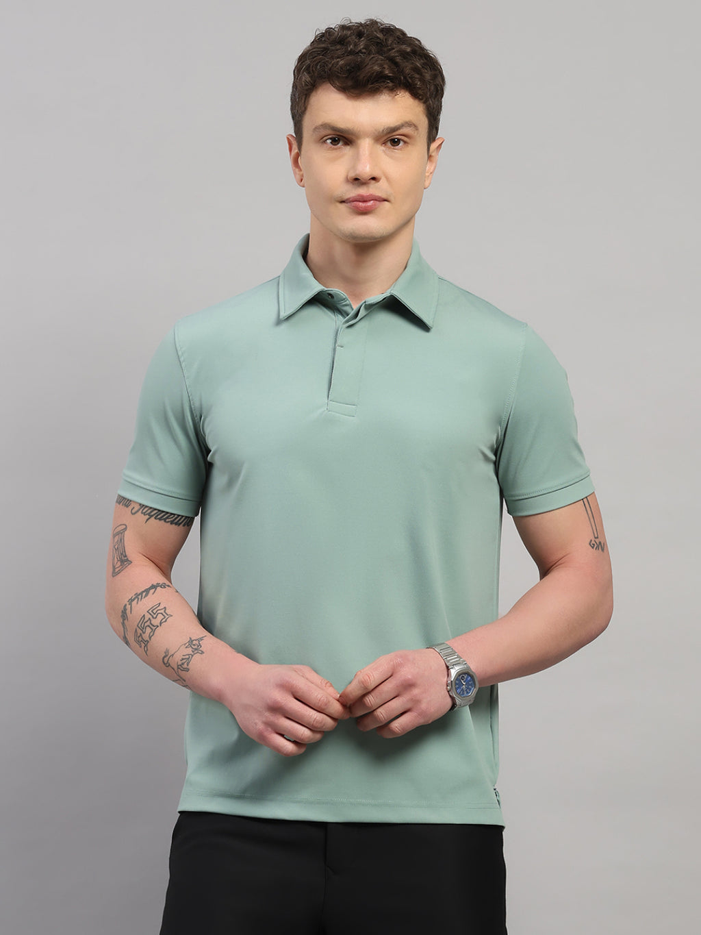 Sage Green Elite-Classic Fit Polo T-Shirt by Reverse