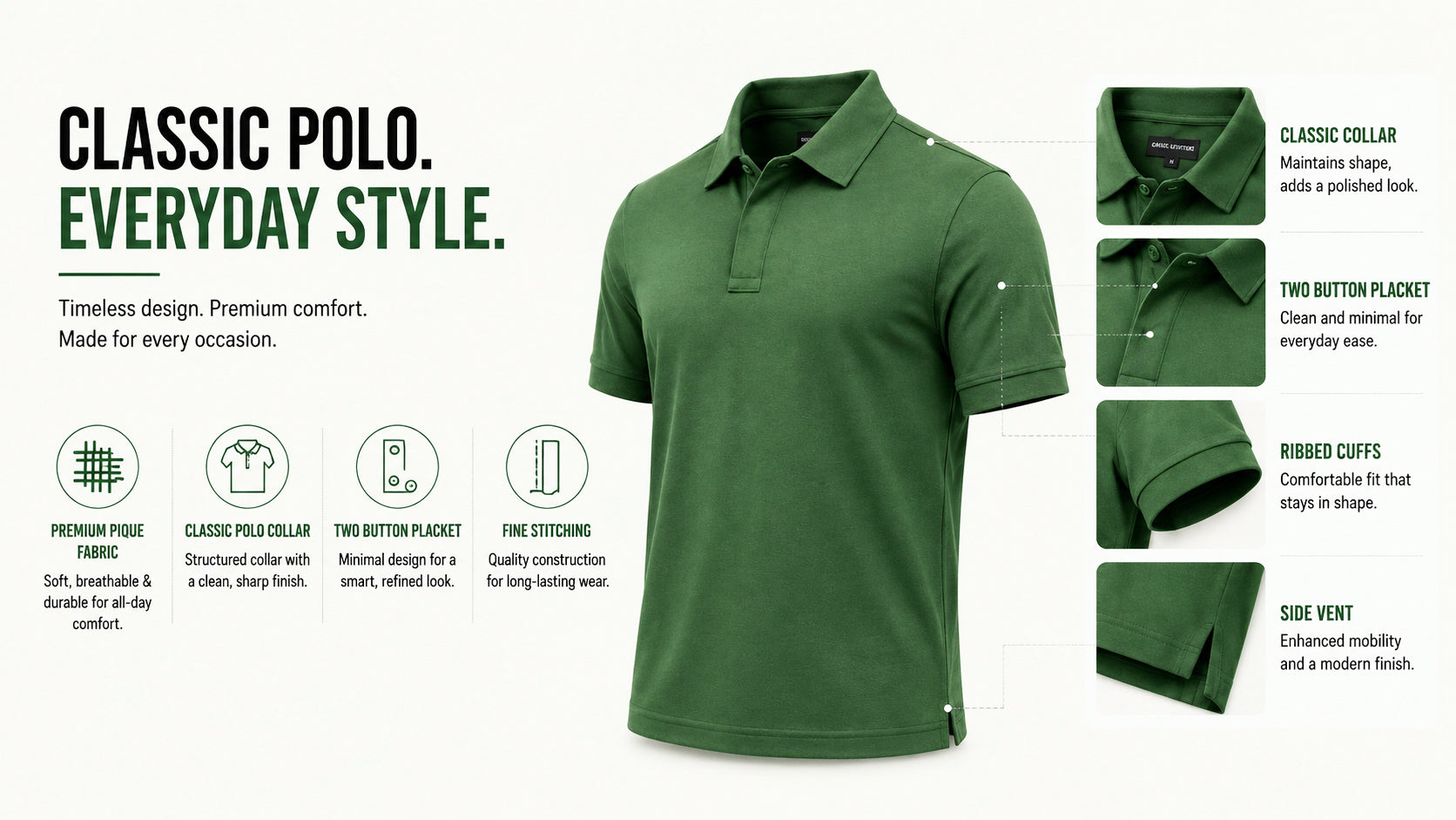 The Commodore Edition Forest Green Polo T-Shirt