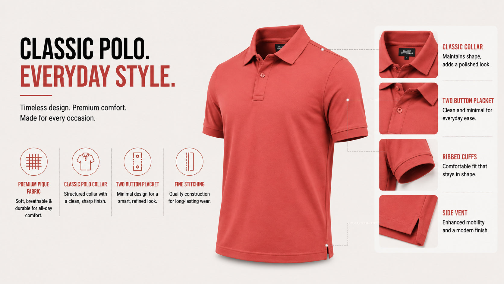 The Cardinal Prime Rust Red Polo T-Shirt