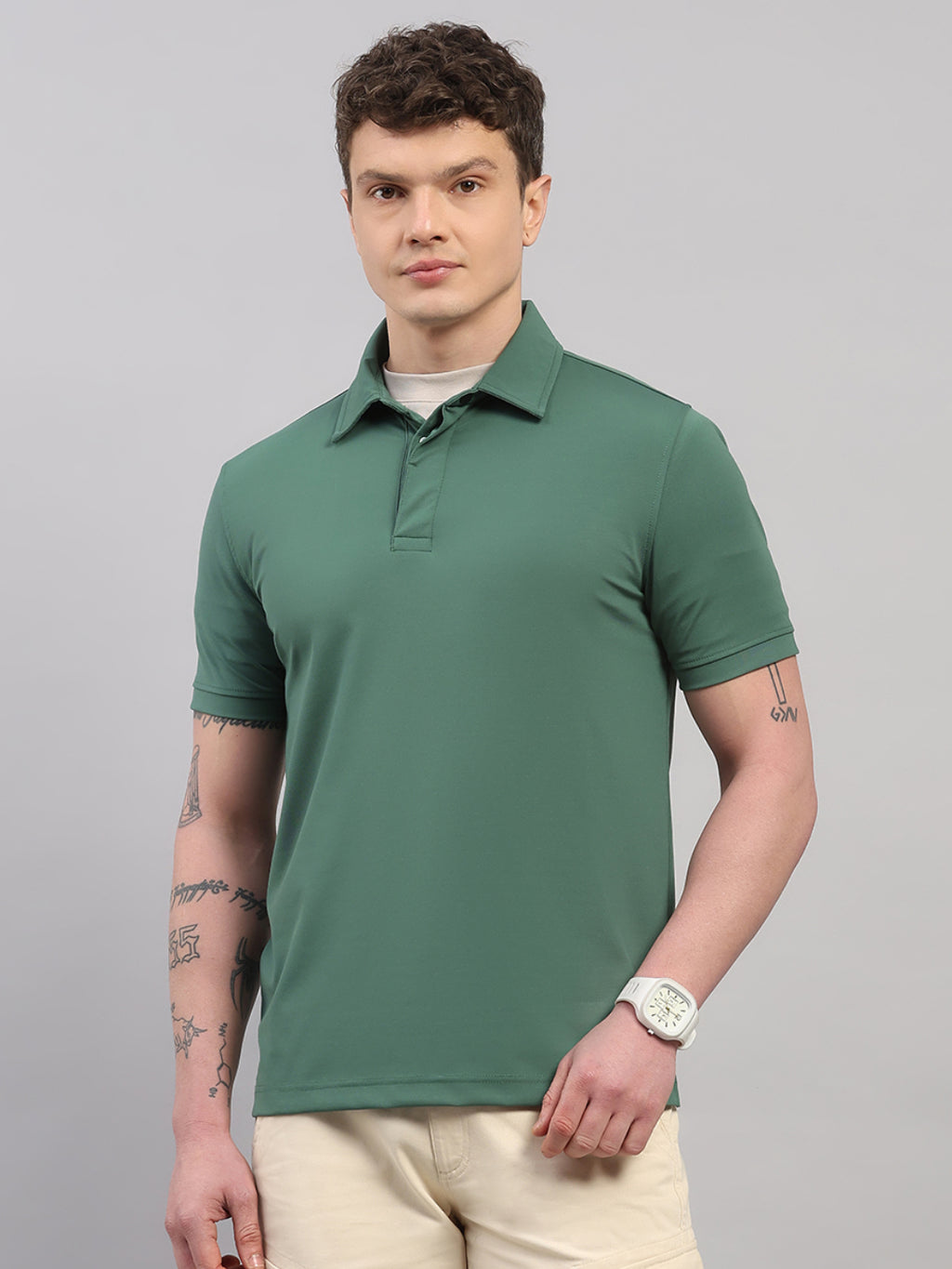 Bottle Green Elite-Classic Fit Polo T-Shirt by Reverse