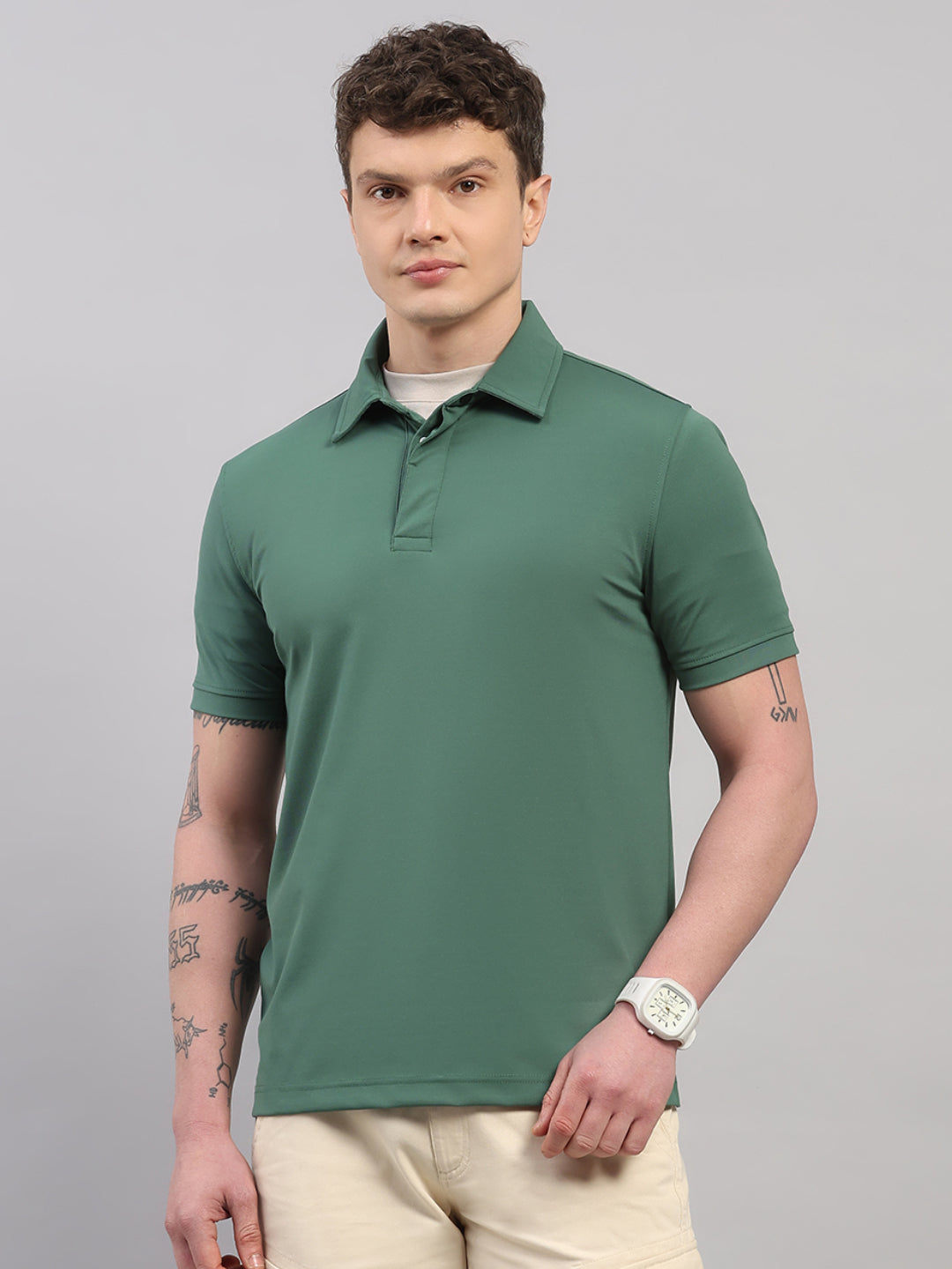 Bottle Green Elite-Classic Fit Polo T-Shirt by Reverse