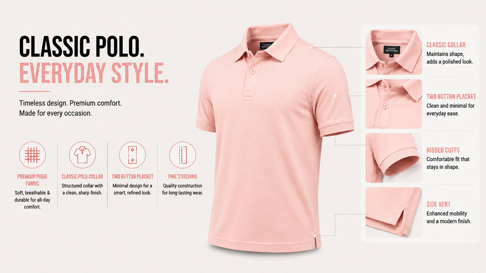 The Sunbaked Light Pink Club Edition Polo T-Shirt