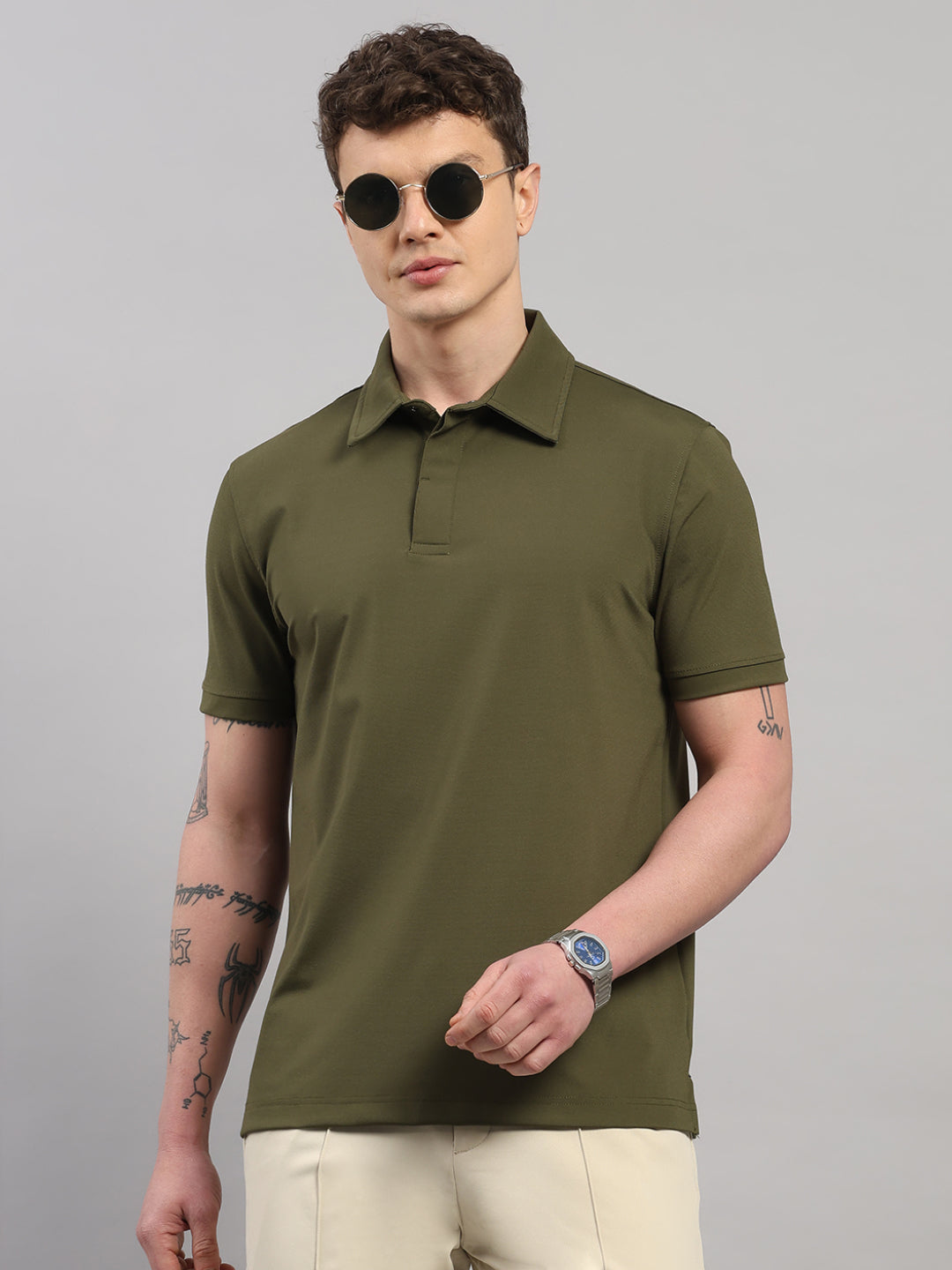 Army Green Elite-Classic Fit Polo T-Shirt by Reverse