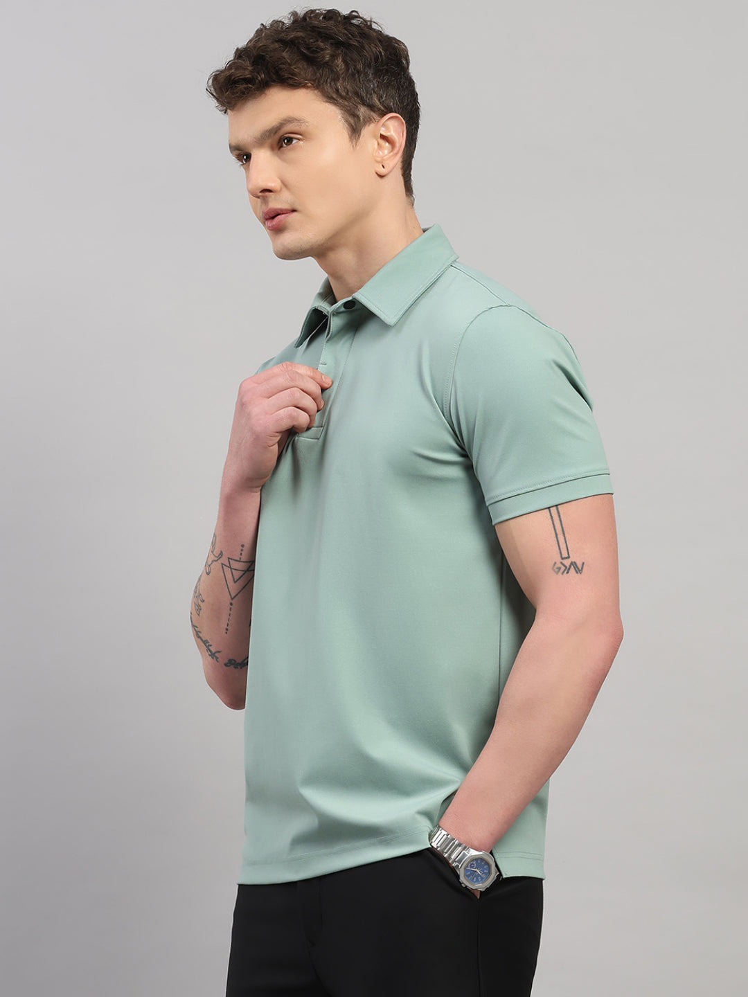Sage Green Elite-Classic Fit Polo T-Shirt by Reverse