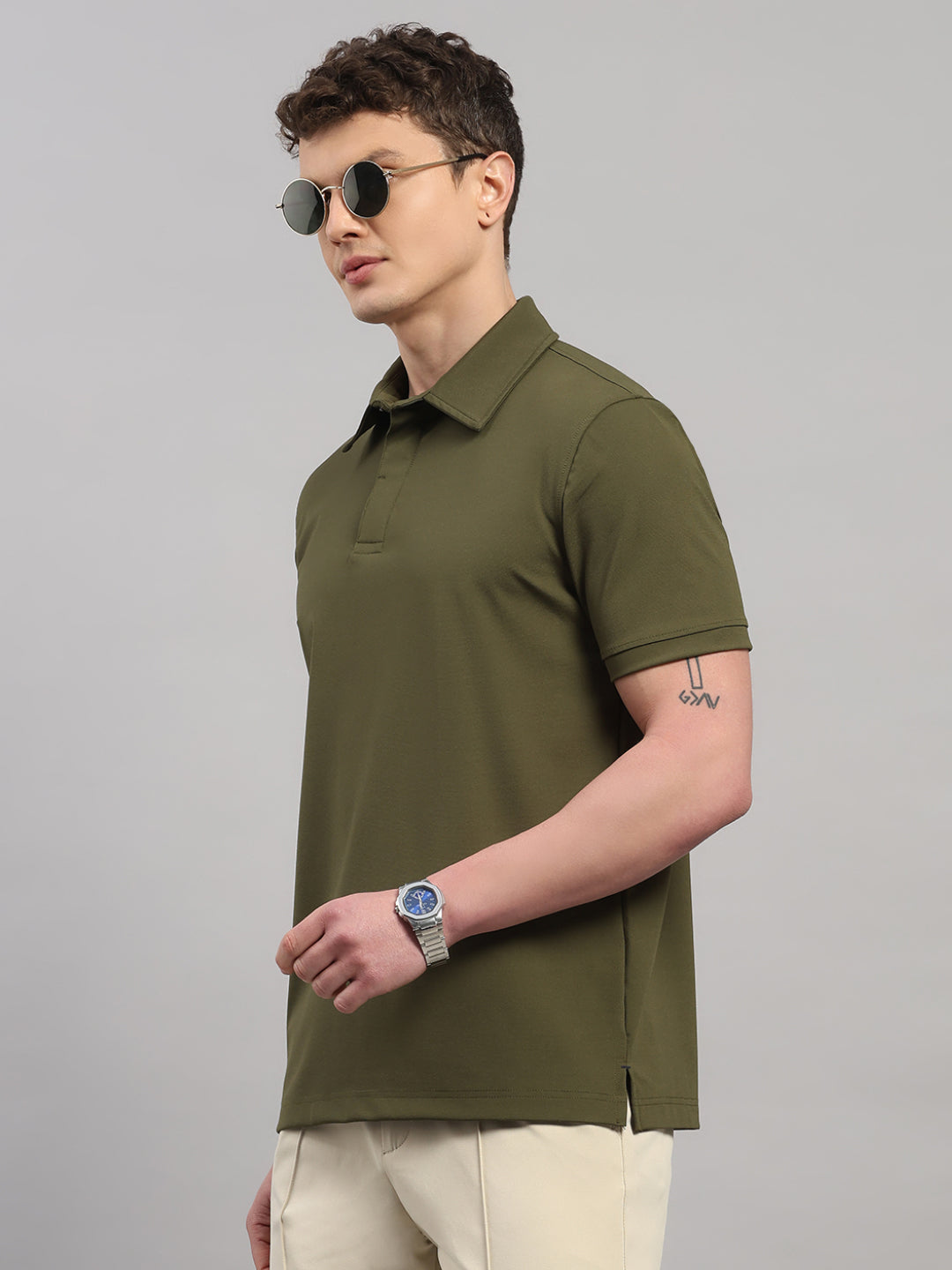 Army Green Elite-Classic Fit Polo T-Shirt by Reverse