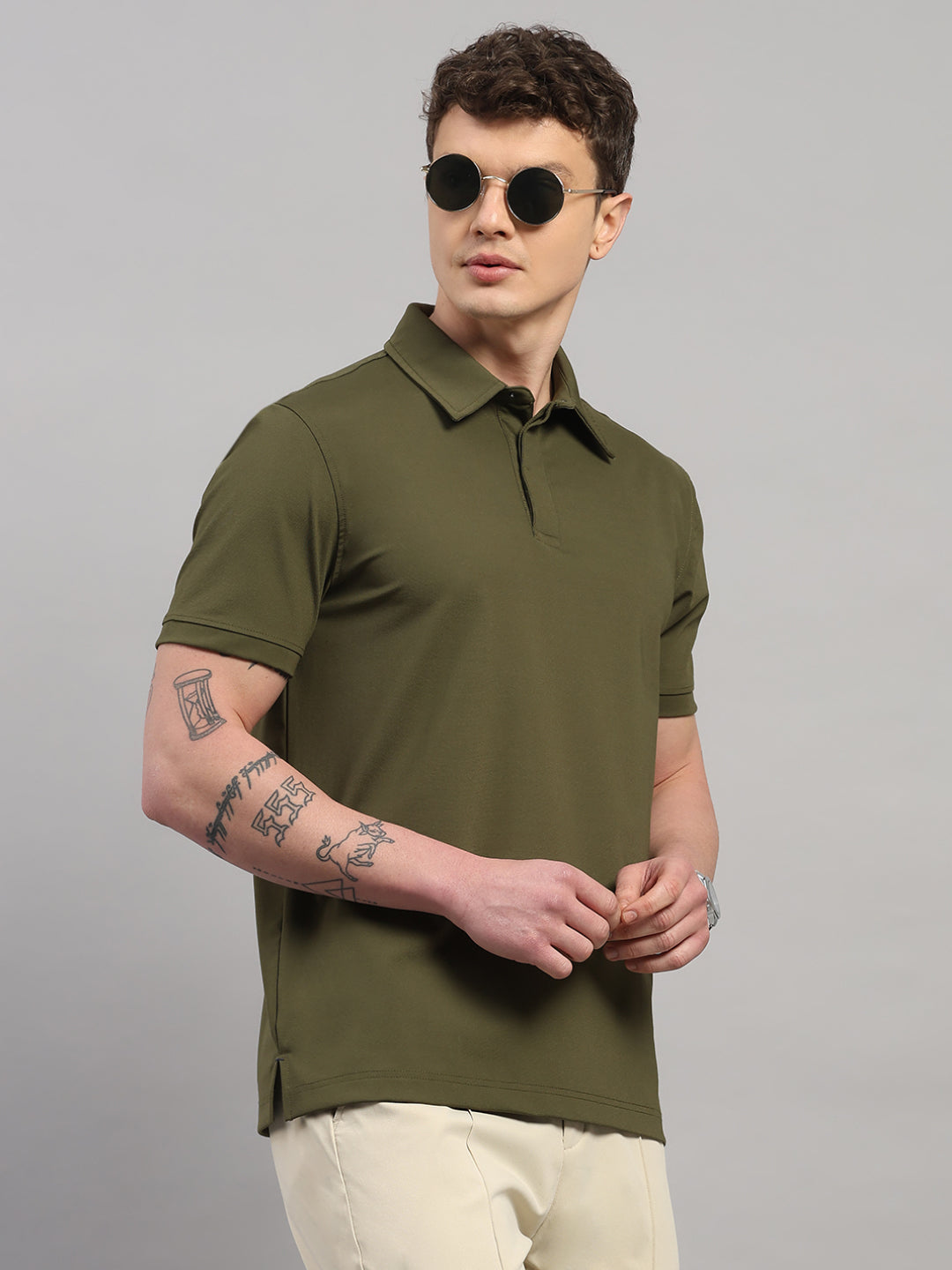 Army Green Elite-Classic Fit Polo T-Shirt by Reverse