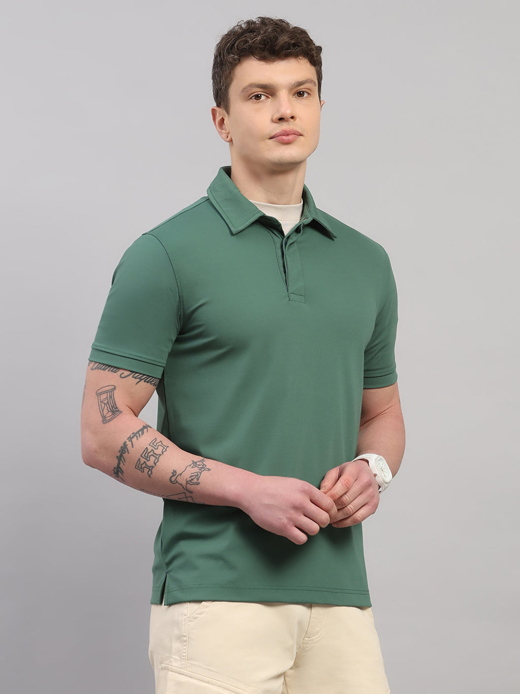 Bottle Green Elite-Classic Fit Polo T-Shirt by Reverse