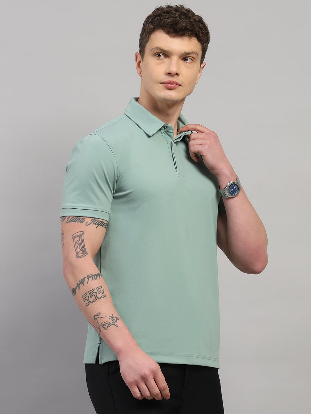 Sage Green Elite-Classic Fit Polo T-Shirt by Reverse