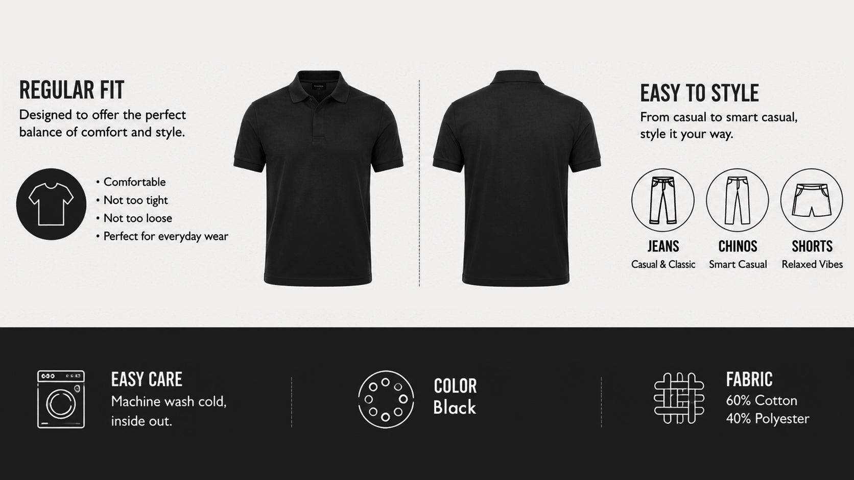 The Signature Elite Black Polo T-Shirt
