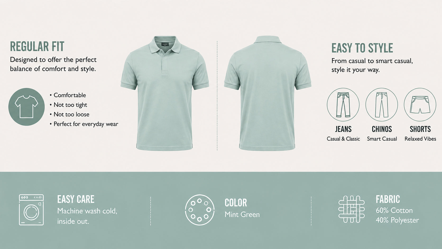 The Ocean Mist Sage Green Polo T-Shirt