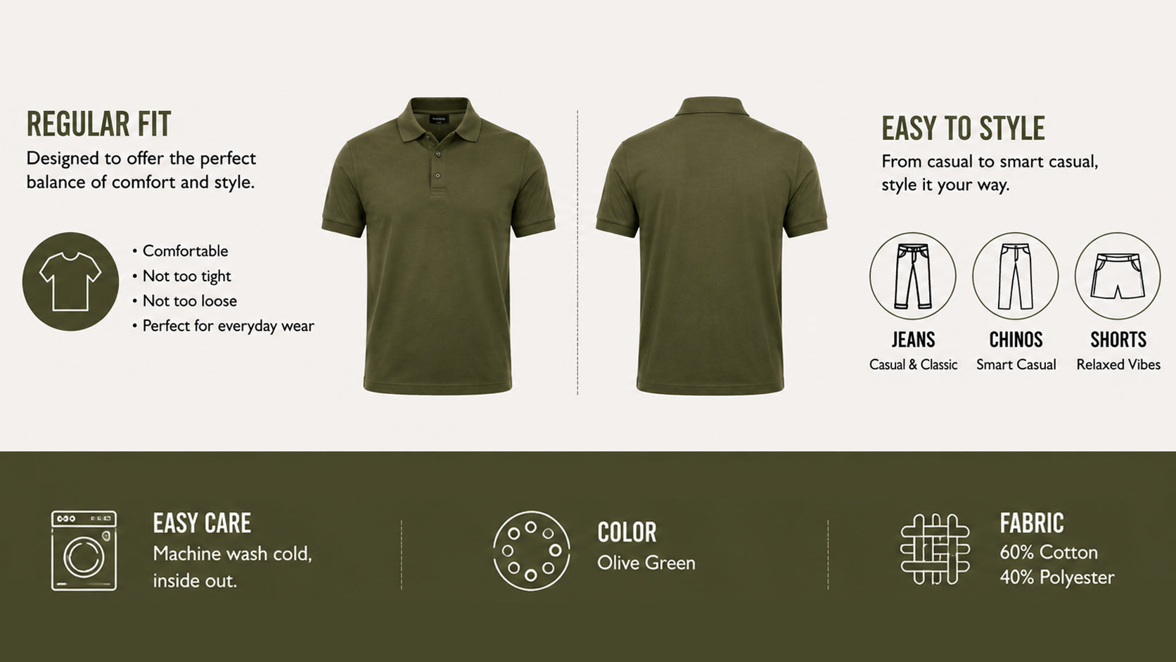 The Vanguard Classic Army Green Polo T-Shirt