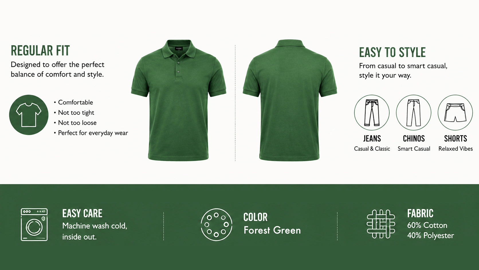 The Commodore Edition Forest Green Polo T-Shirt