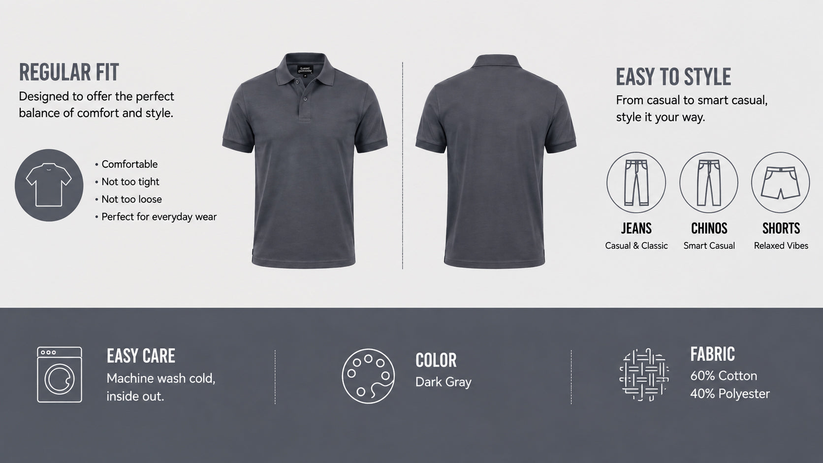 The Carbon Signature Gray Polo T-Shirt