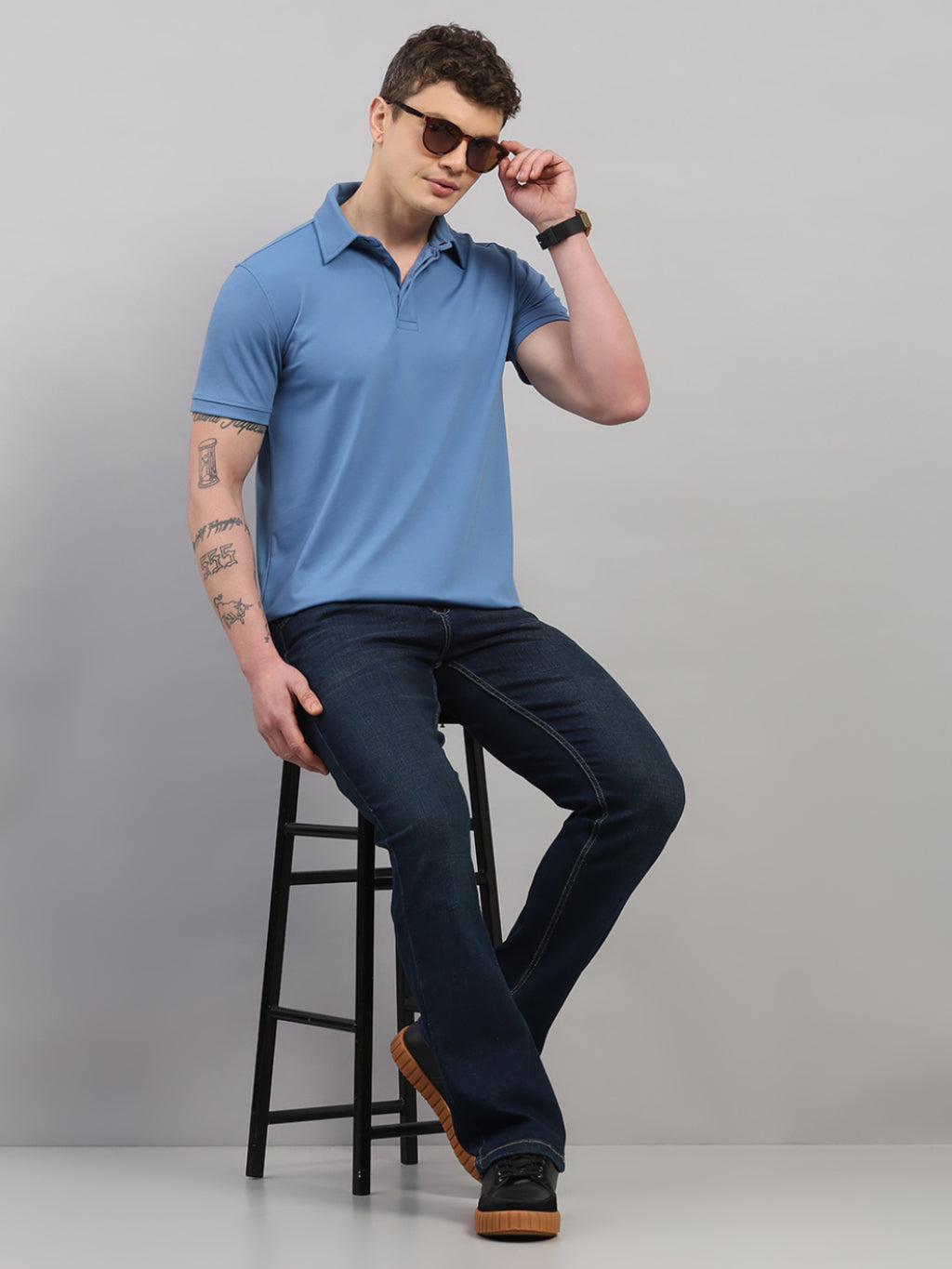 Steel Blue Elite-Classic Fit Polo T-Shirt by Reverse