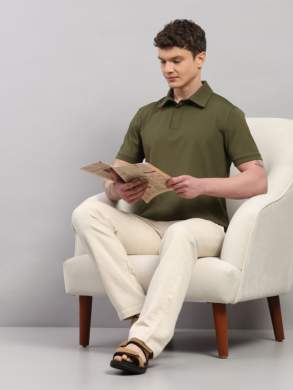 Army Green Elite-Classic Fit Polo T-Shirt by Reverse