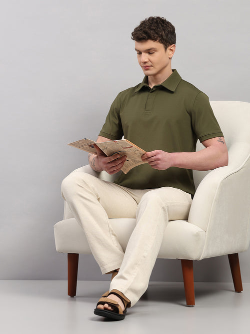 Army Green Elite-Classic Fit Polo T-Shirt by Reverse