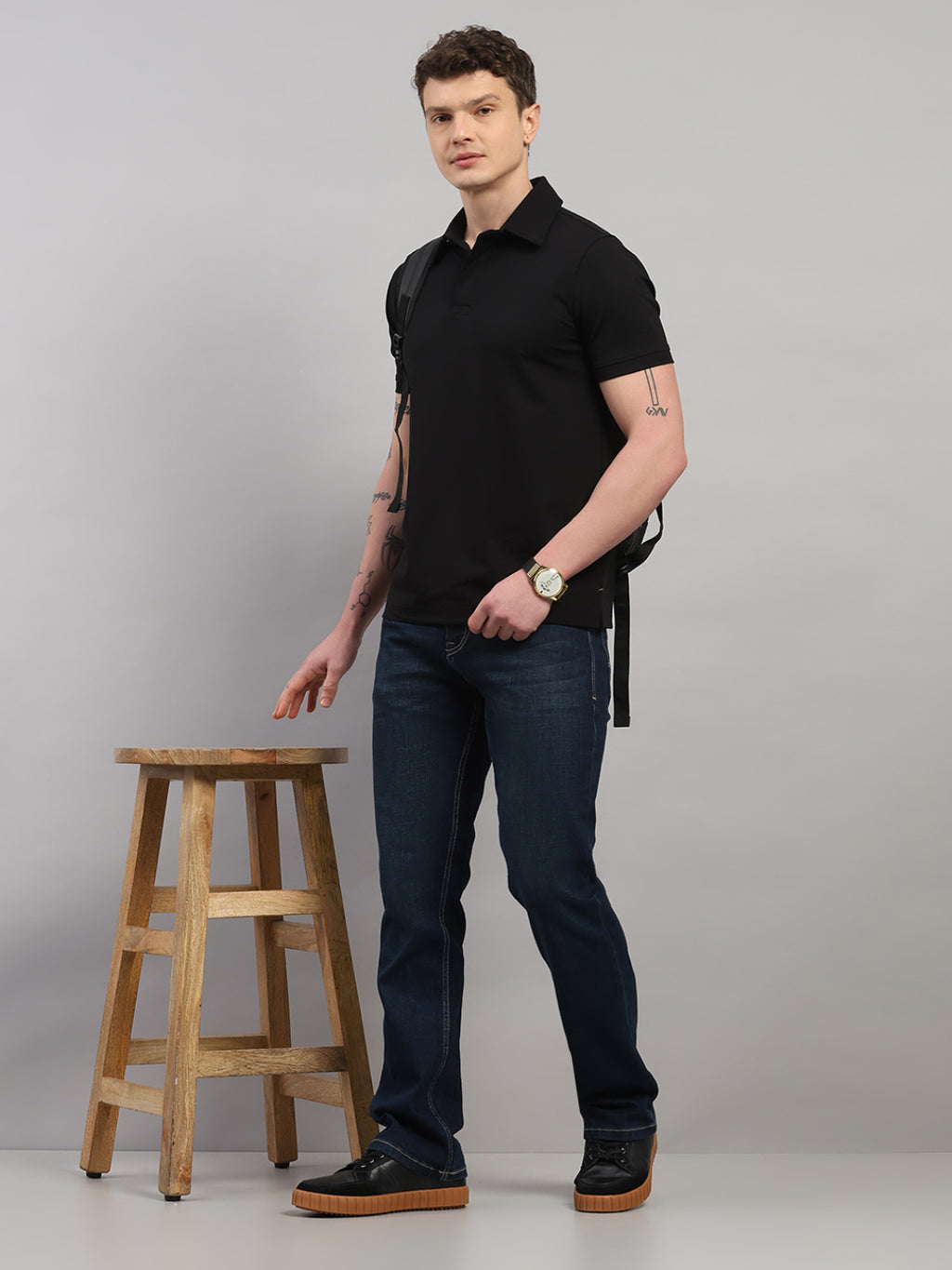 Black Elite-Classic Fit Polo T-Shirt by Reverse