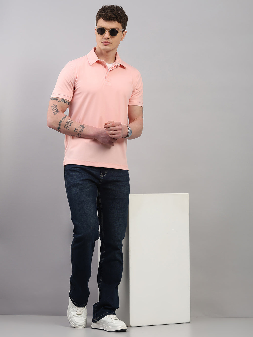 Light Pink Elite-Classic Fit Polo T-Shirt by Reverse