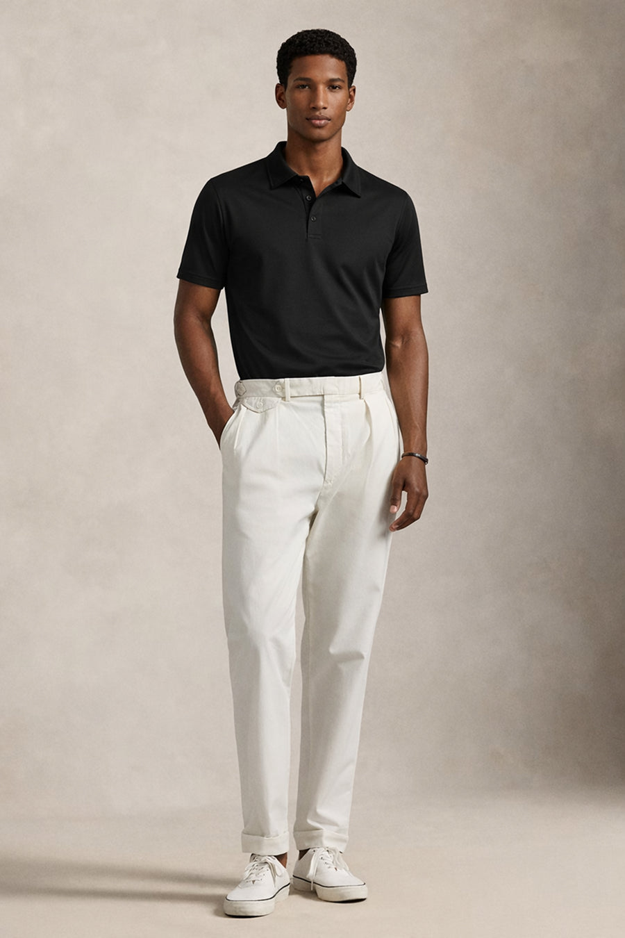 Solid Black Men's Polo T-Shirt