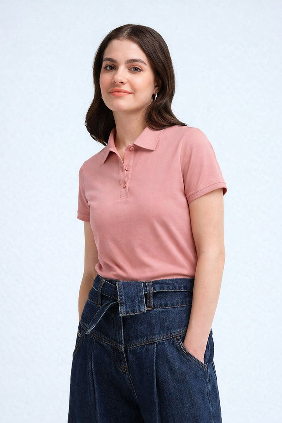 Peach Color Women's Polo T-Shirt